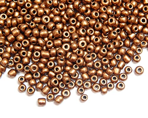 1100 Stück Glas Rocailles Perlen 4mm Metallic Farbe Set, 6/0, Pony Perlen, Klar Mini Rund Perlen, Metalic Seed Beads, (Matt Braun) von Perlin