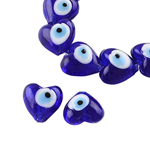 12 Stk Nazar Boncuk Boncugu 14mm Herz Blaues Auge, Evil Eye, Türkischer Glücksbringer, Gastgeschenke Glas Perlen Dekoration Amulett Wanddeko Babyparty Sünnet bebek sekeri von Perlin