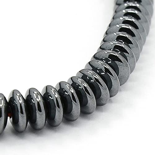Perlin 140 Stück Hämatitperlen Schwarze Perlen 6mm flache runde Abstandshalter Metallscheibe Münze nicht-magnetisch synthetischer Hämatit lose Perlen Charms von Perlin