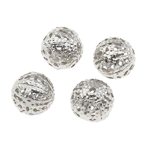 Perlin 150 METALLPERLEN FILIGRAN PERLEN KUGEL 6mm SILBER SPACER METAL BEADS M60 von Perlin
