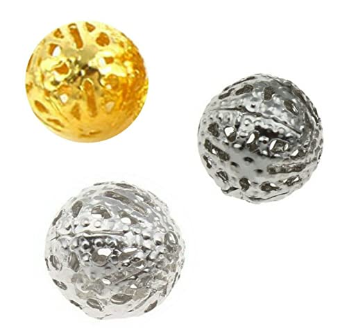 Perlin 150Stk Messing Metallperlen Filigran Perlen Spacer Set 10mm Platinum Silber Gold Hohlkugel Lose Zwischenperlen Zwischenteile Rund für Schmuckherstellung Perlin 150Stk Messing Metallperlen Filigran Perlen Spacer Set 10mm Platinum Silber Gold Hohlkugel Lose Zwischenperlen Zwischenteile Rund für Schmuckherstellung von Perlin