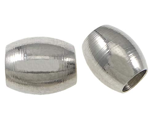Perlin 15stk Edelstahl Spacer Perlen 5mm Oval Großes Loch 2,5mm für Lederband Metallperlen Zwischenperlen Schmuckperlen Bastelperlen Zwischenteile M495 von Perlin