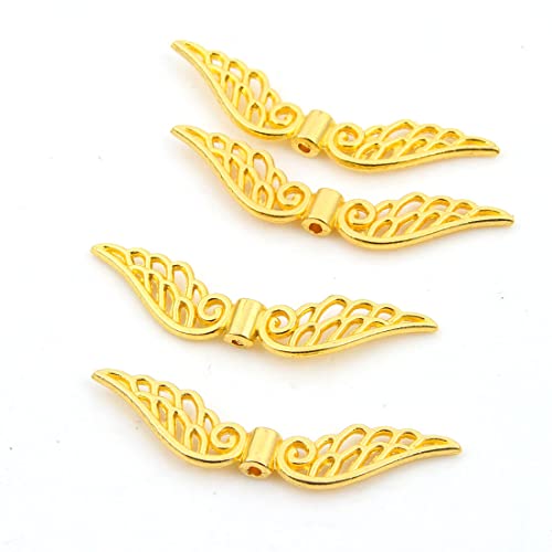 20 Stück Flügel Engel 52mm Metallperlen Gold Engelsflügel Perlen Metall Spacer Schmuckteile von Perlin