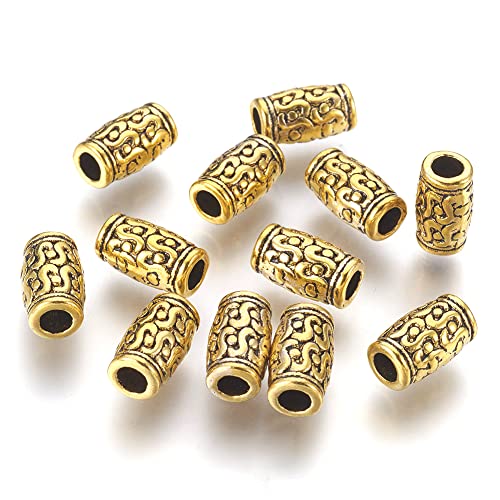 Perlin 20 Stück Messing Metallperlen Tube/Röhre Perlen 3,5mm Loch Spacer Set 12x7mm Gold Lose Zwischenperlen Zwischenteile Für Schmuckherstellung von Perlin