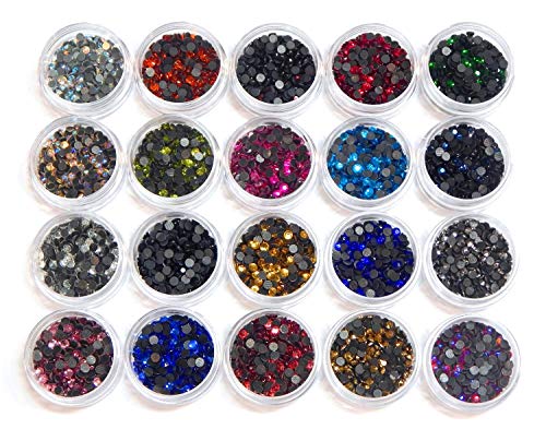 20000 Stück, Hotfix Strasssteine, zum Aufbügeln, AAA Qualität, 20 Farben Set mit Sortierbox, Glitzersteine, Glass Strass Perlen, Selbstklebend, Hot Glue (2,6mm ~ 3mm SS10) von Perlin