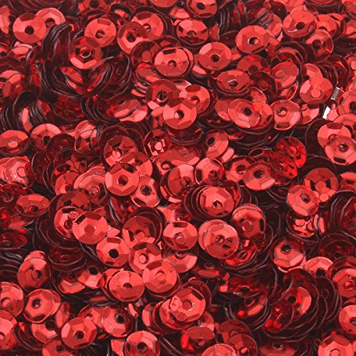 2400 STK. Pailletten Ø 3mm Schüssel gewölbt für DIY Kleidung und Schmuck, Handwerk Metallic Basteln Sequin Bombe (Rot) von Perlin