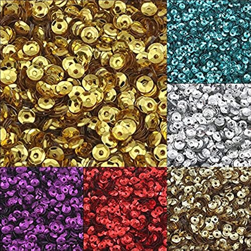 24000 Stk. Pailletten Ø 3mm 10 Farben Set Schüssel gewölbt für DIY Kleidung und Schmuck, Handwerk Metallic Basteln Sequin Bombe von Perlin