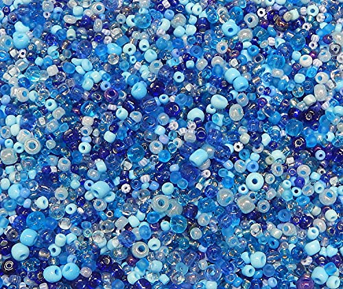 3000 Stück Glas Rocailles Perlen 2mm 3mm 4mm Rund, Pony Perlen, Gemischte Größ, Farbe Mix, Seed Beads (Blau) von Perlin