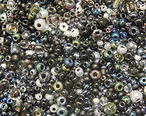 3000 Stück Glas Rocailles Perlen 2mm 3mm 4mm Rund, Pony Perlen, Gemischte Größ, Farbe Mix, Seed Beads (Schwarz) von Perlin