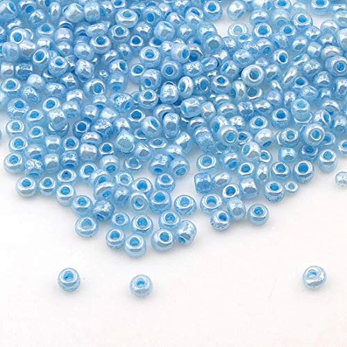 3300 Stück Glas Rocailles Perlen 3mm Ceylon, 7 Farben, 8/0, Pony Perlen, Ceylon gelüstert, Silky Seed Beads (Blau) von Perlin