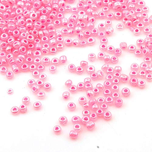 3300 Stück Glas Rocailles Perlen 3mm Ceylon, 7 Farben, 8/0, Pony Perlen, Ceylon gelüstert, Silky Seed Beads (Rosa) von Perlin
