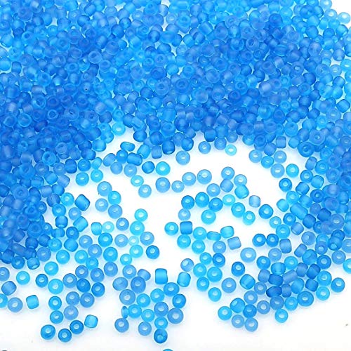 3300 Stück Glas Rocailles Perlen 3mm Frosted Farbe Set, 6 Farben, 8/0, Pony Perlen, Matt Mini Rund Perlen, Seed Beads (Blau) von Perlin