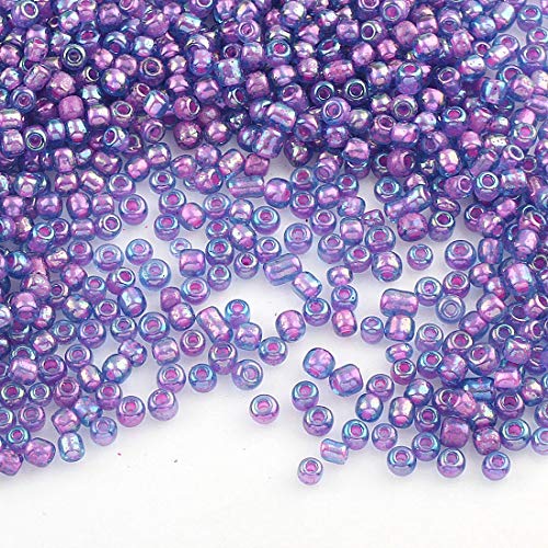3300 Stück Glas Rocailles Perlen 3mm Innen Farbe Set, 8 Farben, 8/0, Pony Perlen, Mini Rund Perlen, Inside color Seed Beads (Lila) von Perlin