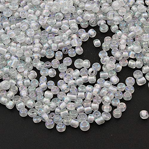 3300 Stück Glas Rocailles Perlen 3mm Innen Farbe Set, 8 Farben, 8/0, Pony Perlen, Mini Rund Perlen, Inside color Seed Beads (Weiß) von Perlin