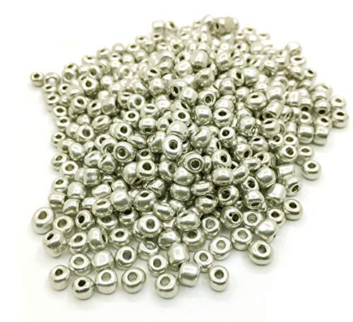 3300 Stück Glas Rocailles Perlen 3mm Metallic Farbe Set, 8/0, Pony Mini Rund Perlen, Metalic Seed Beads (Silber) von Perlin