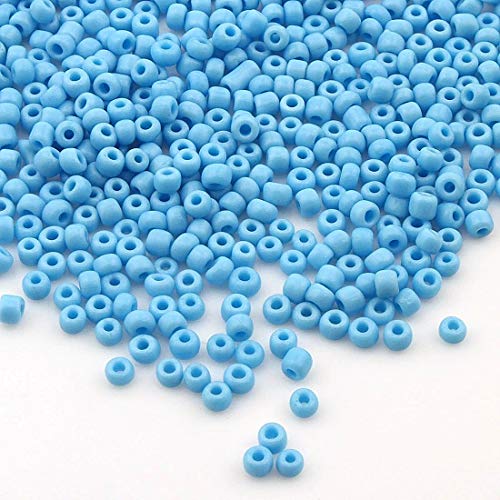 3300 Stück Glas Rocailles Perlen 3mm Opak, Matt, 8/0, Pony Perlen, Opak gelüstert, Opaque Seed Beads, (Blau) von Perlin