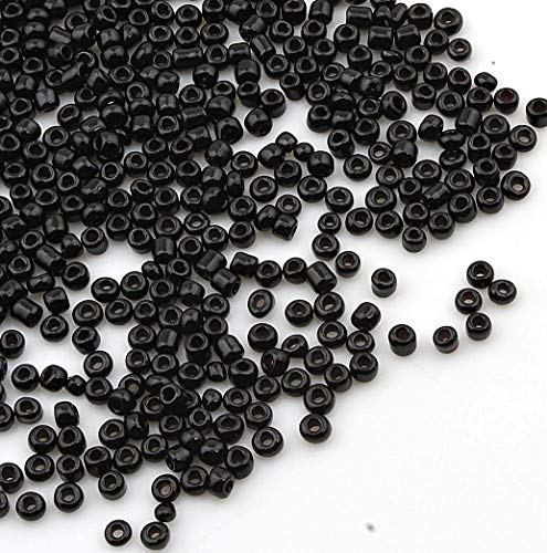 3300 Stück Glas Rocailles Perlen 3mm Opak, Matt, 8/0, Pony Perlen, Opak gelüstert, Opaque Seed Beads (Schwarz) von Perlin