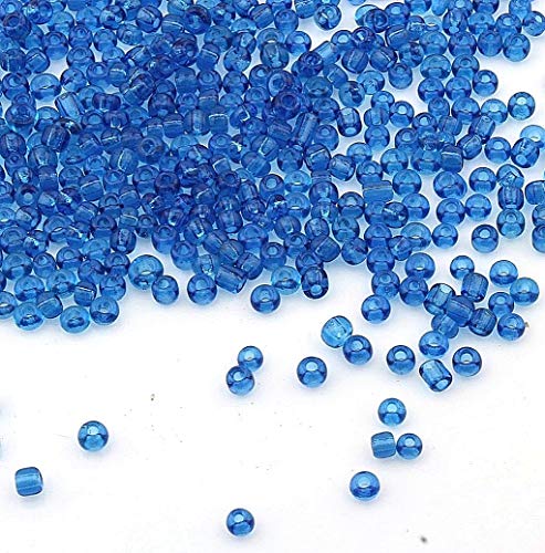 3300 Stück Glas Rocailles Perlen 3mm Transparent, 14 Farben, 8/0, Pony Perlen, Klar Mini Rund Perlen, Seed Beads (Sapphire Blau) von Perlin