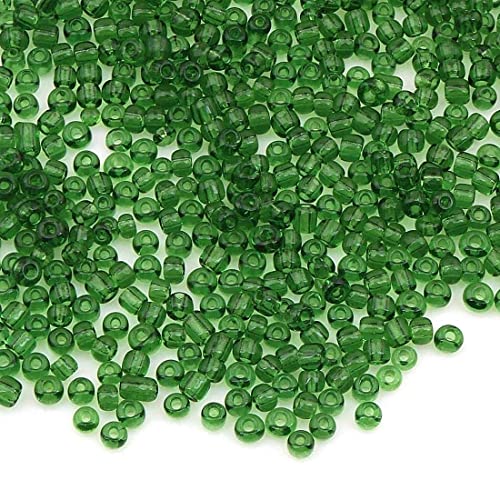3300 Stück Glas Rocailles Perlen 3mm Transparent, 8/0, Pony Perlen, Klar Mini Rund Perlen, Seed Beads (Grün) von Perlin
