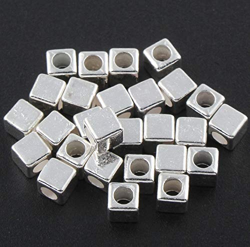 40X Tibet Silber Perlen 3x3 mmMetallperlen Spacer Würfelform Würfel Schmuckperlen 3x3mm Metal Beads von Perlin