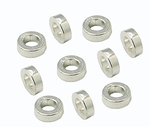 40Stk, Metallperlen 6mm Spacer perlen, Ring Rondell Zwischenteile, Schmuckteile (Silber) von Perlin