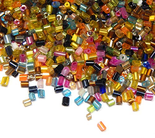 4500 Stück Glas Rocailles Perlen 2mm x 1,7mm Stiftperlen, Röhrchen, Tubes, Stäbchen, Pony Perlen, Gemischte Farbe, Seed Beads von Perlin