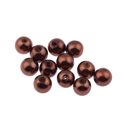 Perlin 50 Wachsperlen 8mm Kunststoff Acryl Perlen Tischdeko Hochzeit Rund Drahtsterne Streudeko Perlmutt Perlensterne Basteln Wachs-Perlen (Cappuccino) von Perlin