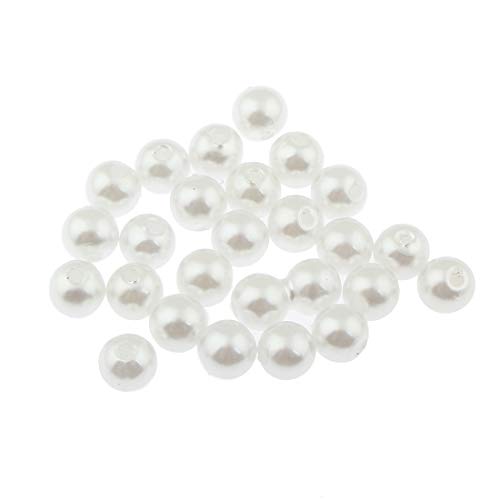 Perlin 50 Wachsperlen 8mm Kunststoff Acryl Perlen Tischdeko Hochzeit Rund Drahtsterne Streudeko Perlmutt Perlensterne Basteln Wachs-Perlen (Weiss) von Perlin