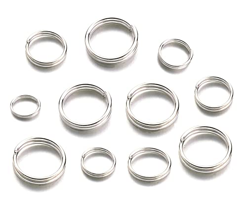 500stk Spaltringe Schlüsselringe/Split zum Verbinden zweier Rings, Antik Silber Set, 4~10mm Gemischte Größe Ringe Biegering Bindering Verbindungsringe von Perlin