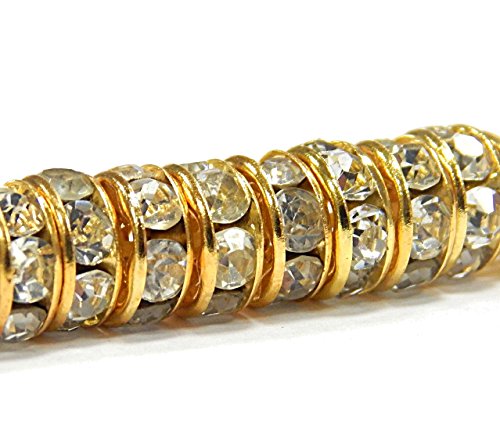 50stk Vergoldet Kristall Strass 6mm Rondelle Spacer Perlen Messing Metallperle perlen Goldfarbe A Qualität Strassperlen Strasssteine R172C von Perlin