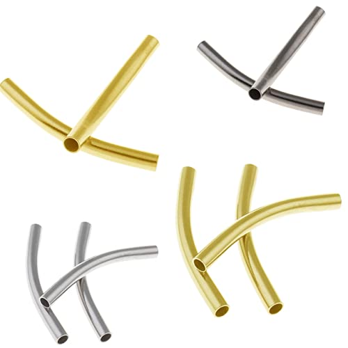 Perlin 60stk Metall Röhrchen Röhre Perlen Set Silber Gold Altsilber Nudelperlen Curved Gebogen Tube 34mm Loch 2mm Metallröhrchen Zwischenperlen Perlin 60stk Metall Röhrchen Röhre Perlen Set Silber Gold Altsilber Nudelperlen Curved Gebogen Tube 34mm Loch 2mm Metallröhrchen Zwischenperlen von Perlin
