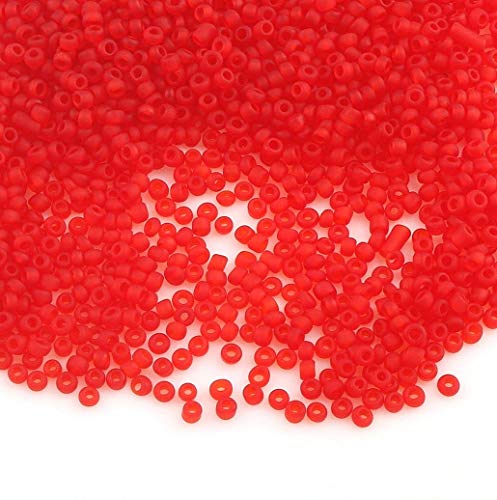 6500 Stück Glas Rocailles Perlen 2mm Frosted Farbe Set, 6 Farben, 11/0, Pony Matt Mini Rund Perlen, Seed Beads (Rot) von Perlin