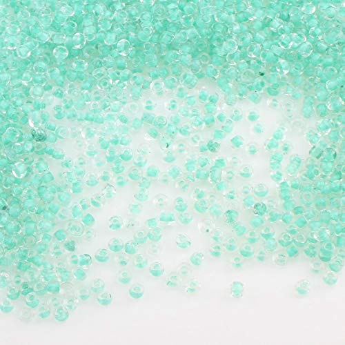 6500 Stück Glas Rocailles Perlen 2mm Grün&Weiss Farbe Set, 11/0, Pony Mini Rund Perlen, Seed Beads (Hell Grün) von Perlin