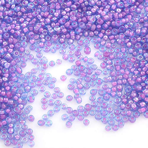 6500 Stück Glas Rocailles Perlen 2mm Innen Farbe Set, 8 Farben, 11/0, Pony Perlen, Mini Rund Perlen, Seed Beads, (Lila) von Perlin