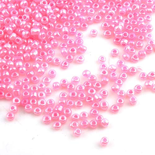 6500 Stück Glas Rocailles Perlen 2mm Metallic Farbe Set, 11/0, Pony Perlen, Mini Rund Perlen, Seed Beads, (Rosa) von Perlin