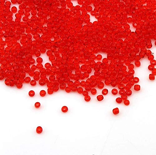 6500 Stück Glas Rocailles Perlen 2mm Transparent Farbe Set, 17 Farben, 11/0, Pony Perlen, Klar Mini Perlen, Seed Beads, (Rot) von Perlin