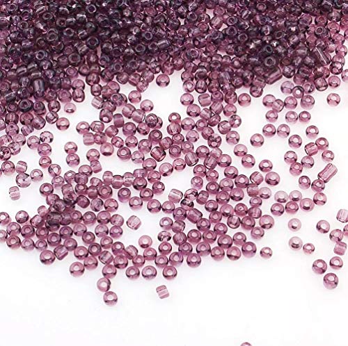 6500 Stück Glas Rocailles Perlen 2mm Transparent Farbe Set, 17 Farben, 11/0, Pony Perlen, Klar Mini Perlen, Seed Beads, (Amethyst) von Perlin