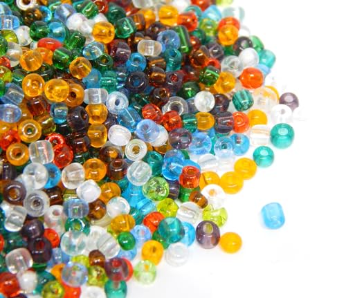 6500 Stück Glas Rocailles Perlen 2mm Transparent Farbe Set, 17 Farben, 11/0, Pony Perlen, Klar Mini Perlen, Seed Beads (Gemischt) von Perlin