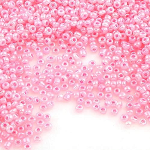 6500 Stücke Glas Rocailles Perlen 2mm Ceylon, 10 Farben, 11/0, Pony Perlen, Ceylon gelüstert, Seed Beads, (Rosa) von Perlin