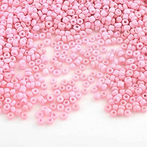 6500 Stücke Glas Rocailles Perlen 2mm Opak, Matt, 11/0, Pony Perlen, Opak gelüstert, Opaque Seed Beads, (Rosa) von Perlin