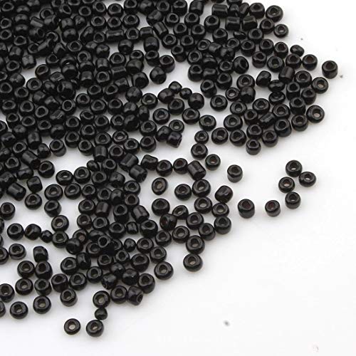 6500 Stücke Glas Rocailles Perlen 2mm Opak, Matt, 11/0, Pony Perlen, Opak gelüstert, Opaque Seed Beads, (Schwarz) von Perlin