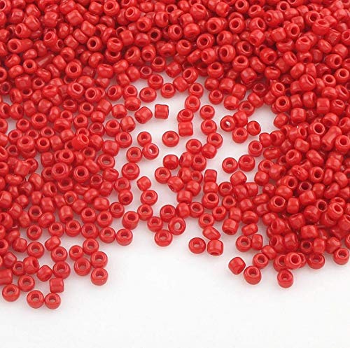 6500 Stücke Glas Rocailles Perlen 2mm Opak, Matt, 11/0, Pony Perlen, Opak gelüstert, Opaque Seed Beads (Rot) von Perlin