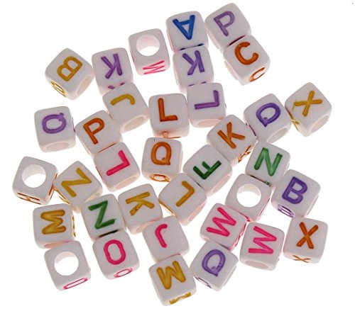 Buchstabenperlen 6mm Mix Set Namensbänder Kunststoffbuchstabe Würfel Perle Zum Fädeln Bunte Perlenmischung für Armbänder Auffädeln, Halsketten von Perlin