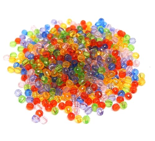Perlin Crystal Schmuck und Deko Perlen Kunststoffperlen Luxus Spacer Acrylperlen mit Lochung Rund für Schmuckdesign (Bunt 4mm 1000 Stück) von Perlin