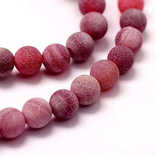 Edelstein Perlen 4mm Achat Stein Matt Set Kugel Naturstein Frosted Achatperle Halbedelstein Edelsteine Perle mit Loch zum auffädeln (Rot) von Perlin