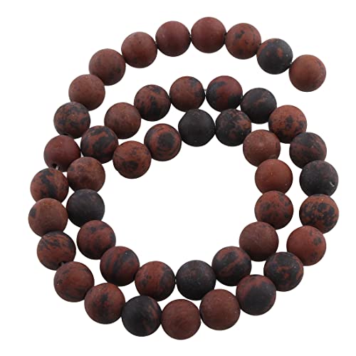 Perlin Edelstein Perlen 6mm Halbedelstein Schmuckperlen Schmuckstein Rund 36 Stück Edelsteine Perle mit Loch zum auffädeln (Mohn Jaspis Gefrostet) von Perlin