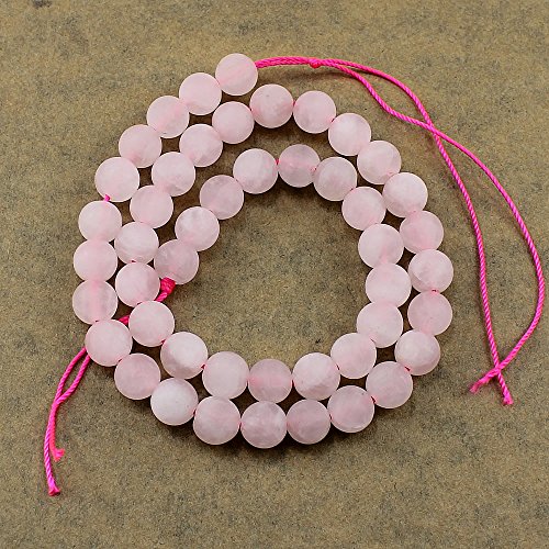 Edelstein Perlen 8mm und 6mm Matt Schmuckstein * A GRADE * Kugel Halbedelstein Edelsteine Frosted Gemstone Beads Auswahl (Rosa Quarz, 8mm) von Perlin