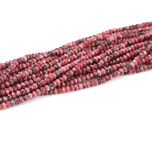 Perlin Edelstein Perlen Achat Stein 4mm 30Stk Facettiert Rondelle Edelsteine Halbedelstein Schmuckperlen Schmuckstein (Rot Jaspis) von Perlin