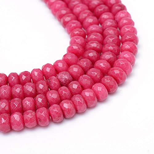 Edelstein Perlen Achat Stein 8mm Rosa 15Stk Facettiert Rondelle Edelsteine Halbedelstein Schmuckperlen Schmuckstein von Perlin