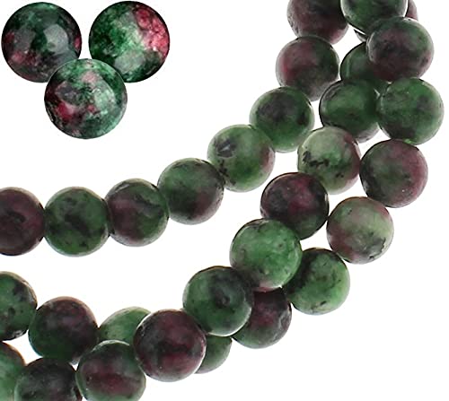 Edelstein Perlen Rubin in Zoisit, Ruby in Zoisite, 10/8/6/4 mm Kugel, Halbedelstein, Edelsteine Perle mit Loch zum auffädeln, Schmuckperlen, Schmuckstein (8mm 15 Stück) von Perlin